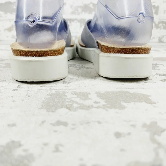 New ECCO Womens Corksphere Leather Grey Tong Sandals D241 - Picture 6 of 13